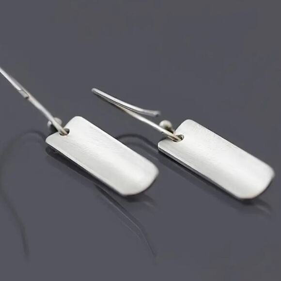 Vintage Silver Daisy Dangle Earrings, Stainless Steel Boho Tribal Minima… - Picture 7 of 9